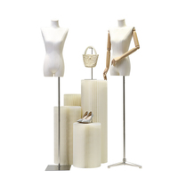 Model de ropa de hombro cuadrado para mujer, Torso femenino ajustable, maniquíes de medio cuerpo femeninos con hombro plano