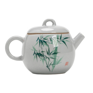 Théière en bambou peinte à la main, en céramique et porcelaine, avec couvercle et filtre, petit service à thé Kung Fu pour le thé de l'après-midi - Product Image 5