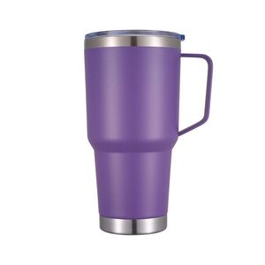 Powder Coated 30Oz Travel Car <b>Large</b> Capacity Stainless Steel Double Wall Ice King Vacuum Insulated Tumbler Mug <b>Cup</b> With Handle - Product Image 1