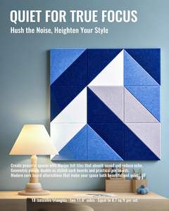 18pcs Felt Wall Tiles Bulletin Board Marine Blue White Panels Modular Decorative Wall Boards for Home Office <strong>Kids</strong> Room - Product Image 4