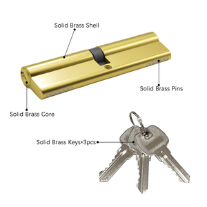 Cylindre de serrure en laiton profil européen extra long 120 mm (60/60) en forme de gourde, <span class=keywords><strong>double</strong></span> ouverture, avec 3 clés ordinaires - Product Image 4