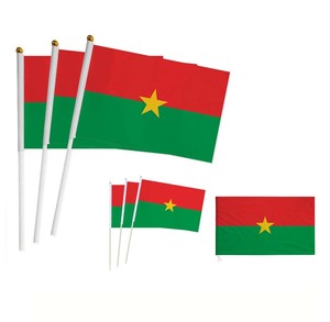 Offre Spéciale 14x21cm Mini Global Countries Drapeaux de poche personnalisés Burkina Faso Imprimé Drapeau d'encouragement avec mât en plastique - Product Image 1