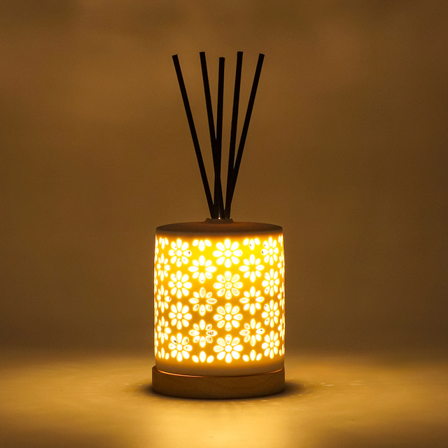 Modern Eco-Friendly Aromatherapy Diffuser Illuminated Ceramic Design 120ml White Musky Scent Night Light for Home Office Car