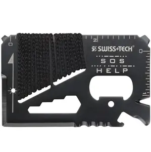 Survival 14-in-1 Credit Card Multi-tool with Screwdrivers,Wrenches,Rope Cutter,Knives,Saw Blade,Stainless Steel Construction