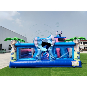 Aire de jeux gonflable commerciale, château gonflable bleu avec toboggan, structure de saut gonflable pour enfants - Product Image 1