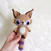 Nouvelle conception, poupée animale en crochet doux faite à la main, kawaii, lynx en tricot, jouets en crochet, petit lynx en crochet pour cadeaux de bébé