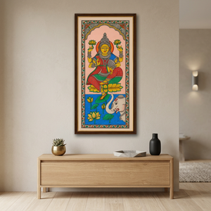 Peinture traditionnelle Kalamkari sur tissu, forme rectangulaire, artisanale, art mural indien pour salon, décoration intérieure, par SSD Market - Product Image 4