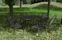 Table à manger carrée pour patio Table de bistrot d'extérieur Table d'appoint d'extérieur pour arrière-cour, jardin, patio, porche Revêtement en poudre en maille métallique