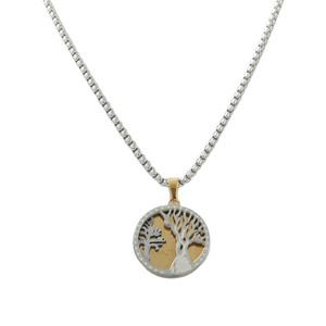 Tree Of Life Pendant Necklace <b>Titanium</b> Steel Unisex Retro Geometric Plant Design Stainless Steel Fashion Jewelry - Product Image 3