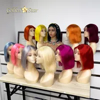 GD卸売人間の髪の女性のためのカラフルなボブウィッグ、事前に引き抜かれたミンクブラジルの髪のボブウィッグ、赤オレンジピンクパープルカットボブウィッグ