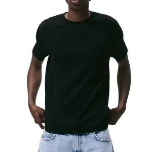 Camisetas con estampado de logotipo personalizado para hombre, 1 unidad, precio barato, 1,3 $, color negro liso