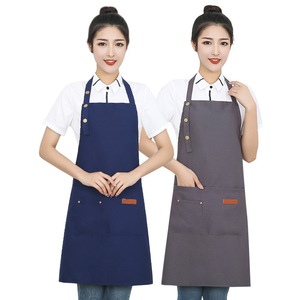 ผ้ากันเปื้อนกันน้ำสำหรับผู้หญิงสีทึบพร้อมกระเป๋าสายรัดปรับได้สำหรับชุดพนักงานเสิร์ฟร้านกาแฟ - Product Image 2