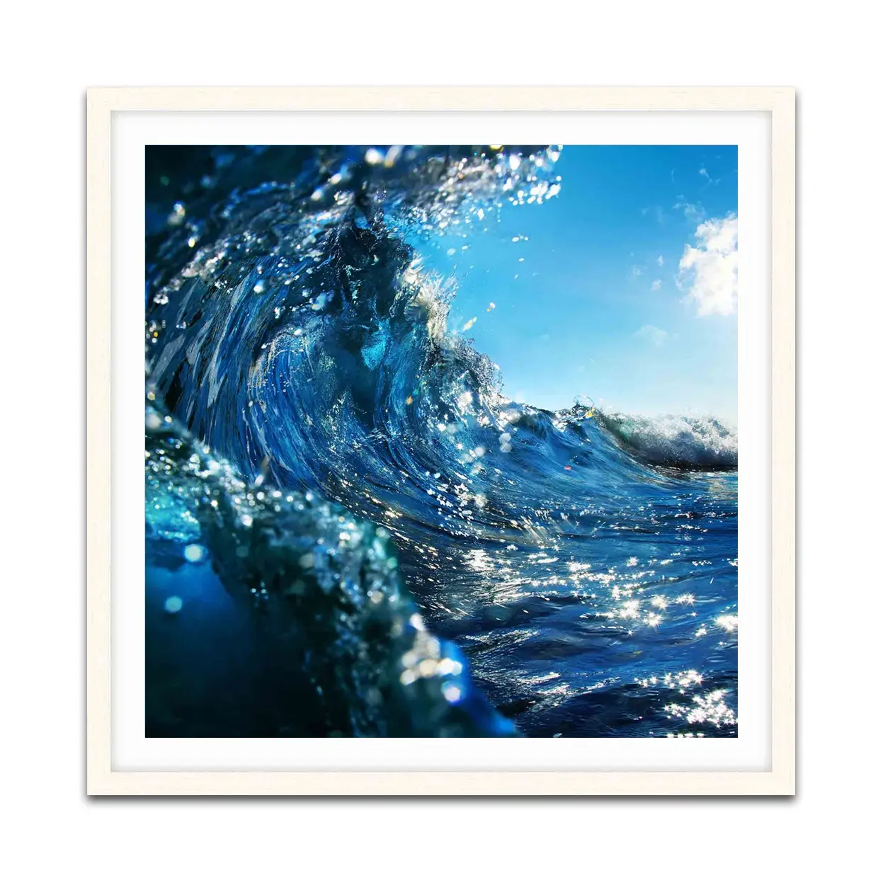 Blue Ocean Nature Photography Contemporary Picture Seascape Framed Canvas Print Wall Art for Hotel Room