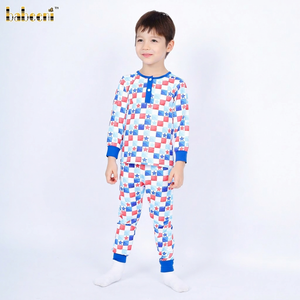 Ensemble de maillots de bain ignifuges 100 % coton imprimé respirant pour garçons, collection automne, style américain - Vêtements en gros ODM/OEM - BC1329 - Product Image 1