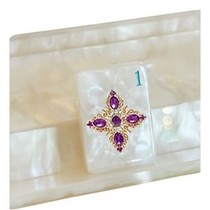 Luxury <b>Mahjong</b> Tile American-style Acrylic White Pearl Shell <b>Set</b> Portable 4 Players Indoor Family Casino Gambling Party Gift - Product Image 5