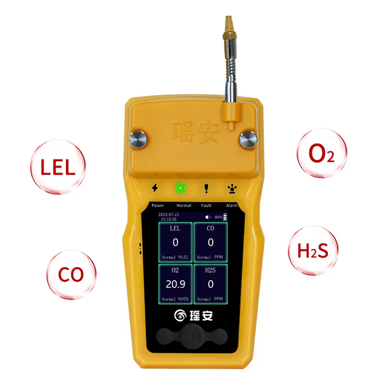 4 trong 1 Gas Detector xách tay CE NH3 co O2 LPG CO2 H2S Hydrogen H2 CO2 CL2 phân tích khí xách tay đa Gas Detector