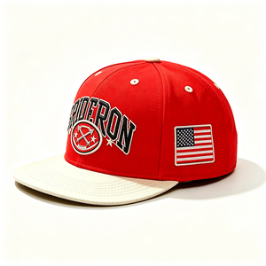 Casquette Snapback à 6 panneaux, rouge et blanche, à visière plate, broderie personnalisée, patch drapeau américain, réglable, sport, extérieur, été, unisexe - Product Image 3