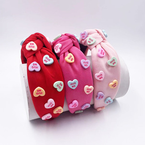 Nuevo Día de San Valentín corazón diadema lindo dulce encanto amor anudado corazón diadema <span class=keywords><strong>me</strong></span> abrazo ancho diadema <span class=keywords><strong>accesorios</strong></span> para el cabello para mujeres - Product Image 2