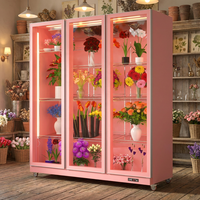 Refrigerador con Pantalla LED Brillante y Enfriador de Flores, Refrigerador Profesional con Vidrio Transparente