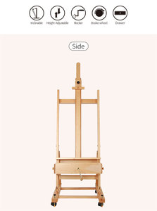 <span class=keywords><strong>Chevalet</strong></span> d'artiste de studio à cadre en H, grand, réglable par manivelle, pour <span class=keywords><strong>peinture</strong></span>, avec quatre roues, bascule et tiroir - Product Image 2
