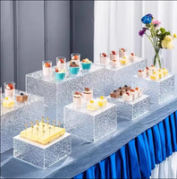 Comptoir à desserts, buffet, décoration de banquet de mariage, support à pâtisserie, eau de thé de l'après-midi, ensemble de plateau de table d'affichage en acrylique ondulé