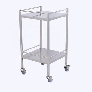 <span class=keywords><strong>Chariot</strong></span> <span class=keywords><strong>de</strong></span> dressage en acier inoxydable 2 étagères avec rails CY-D401 - Product Image 6