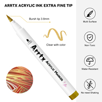 Marqueurs acryliques Arrtx Aacm-0500-10A, couleurs blanc + noir + or + argent, marqueur de peinture pour bricolage avec pinceau