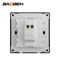 BAOBEN Panel Soket Sakelar Hitam Matte Ultra-Tipis Tipe 86, Rumah Tangga 16A Satu Tombol Kontrol Ganda 5 Lubang Dengan Lampu Neon