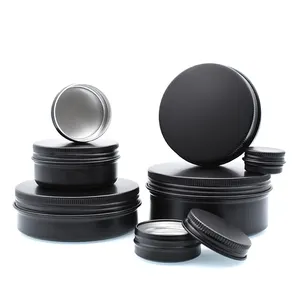 Groothandel Aluminium Zalfpotje Tins 50 Grms 100 Ml 150 Ml 5G 15G 30G 50G 60G 100G 150G Zwart Aluminium Pot Voor Huidverzorging Crème