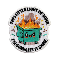 Écusson en fer personnalisé patchs à coudre Applique de broderie petite mine légère benne à ordures conception de feu pour garçons filles vêtements