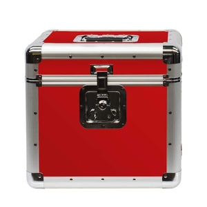 Màu Đỏ xách tay 12 "LP nhôm Vinyl trường hợp ghi giữ 70 hồ sơ có thể khóa Album Lưu Trữ box với xử lý - Product Image 3
