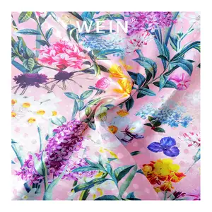 WI-ET01 Wholesale Polka Dot Jacquard Satin Fabric Floral Digital Print Satin Fabric For Dress