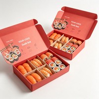 Caja Plegable Biodegradable para Sushi, Caja de Cartón Kraft de Grado Alimenticio de Lujo para Llevar Comida