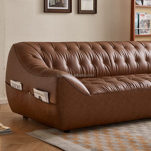 تصميم جديد Quanu تصميم عتيق شقة صغيرة الحجم حقيبة فاصوليا بنية اللون حقيقية لغرفة المعيشة - Product Image 4