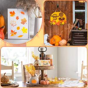 ชุดลายฉลุสำหรับฤดูใบไม้ร่วงขนาดเล็ก3นิ้วขนาด56แพ็คสำหรับงานประดิษฐ์ทำด้วยตัวเองเครื่องประดับไม้ผ้าตกแต่งหน้าต่างสำหรับภาพวาด - Product Image 5