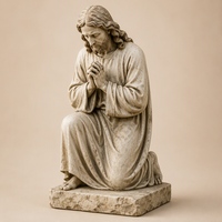 Statue de Jésus méditant artistique en résine, peinte à la main, modèle religieux, forme irrégulière, objet de collection catholique