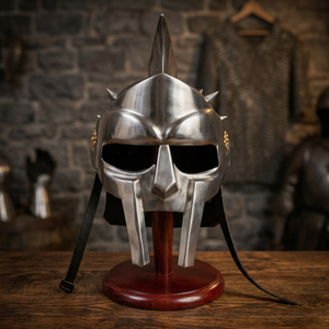 Casco de Gladiador Romano Griego Medieval, Réplica de Película, Casco Espartano Personalizado, Chapado en Plata, Acero Inoxidable - Product Image 6