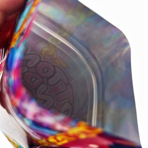 Ensemble <span class=keywords><strong>de</strong></span> sacs refermables en mylar holographique, debout, avec fermeture éclair, résistant à l'humidité, pour <span class=keywords><strong>chewing</strong></span>-<span class=keywords><strong>gum</strong></span> et nourriture pour animaux <span class=keywords><strong>de</strong></span> compagnie, avec logo personnalisé - Product Image 6