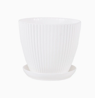 Pots de plantes décoratifs en résine côtelée avec soucoupe, pot de fleurs en plastique léger multicolore pour plantes succulentes, fleurs, balcon