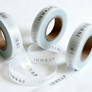 Groothandel op maat gemaakte luxe gepersonaliseerde logo merk gouden inkt zeefdruk TPU transparante cadeau bedraad grosgrain lint - Product Image 6