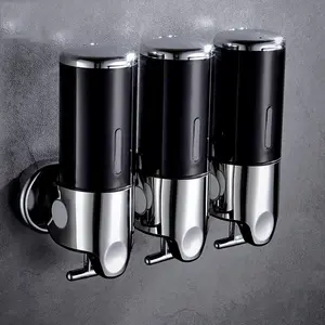 Hotel Badkamer Wc Plastic Abs Sanitaire Handleiding Muur Mount Shampoo Douchegel Triple Vloeibare Zeep Dispensers