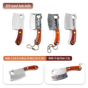 Mini hachette en acier inoxydable avec poignée en bois et étui en cuir - Product Image 6