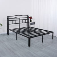 Großhandel Neues Produkt: Superbelastbares Doppel-Eisenbett mit Ladeanschluss am Kopfende, Stromversorgung für Schlafzimmer