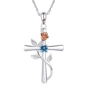 Collana con ciondolo a forma di fiore per donna, gioielli alla moda in stile rosa, regalo per l'uso quotidiano - Product Image 3