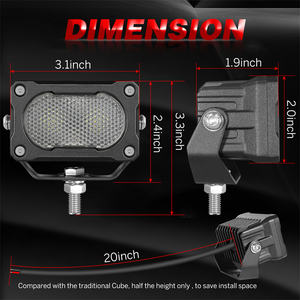Lumière <span class=keywords><strong>de</strong></span> travail LED à angle lumineux super large <span class=keywords><strong>de</strong></span> 3 pouces 20W, diffuse, pour camions, remorques, tracteurs, voiturettes <span class=keywords><strong>de</strong></span> <span class=keywords><strong>golf</strong></span>, véhicules, lumière <span class=keywords><strong>de</strong></span> scène - Product Image 2