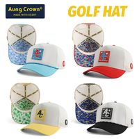 Casquettes de golf personnalisées pour hommes à 5 panneaux avec patch en caoutchouc, casquettes de baseball imperméables à trous découpés au laser, casquette perforée à fermeture snapback
