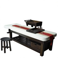 Table de massage multifonction en bois massif au design contemporain, avec éponge haute densité, appui-tête intégré et tiroir de rangement pour spa et salon
