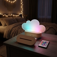 Veilleuse intelligente 3D LED 16 couleurs avec contrôle tactile, base lumineuse en bois, plaque acrylique imprimable, mémo DIY, dessin pour enfants, décoration de chambre