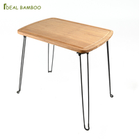 Table à thé en bois massif durable pliable pour la maison et le camping avec pieds en métal