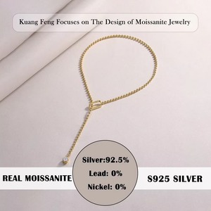 Collier pendentif en moissanite en forme de Y minimaliste en argent sterling 925 avec chaîne perlée, testé au testeur de diamants, pour femme - Product Image 4